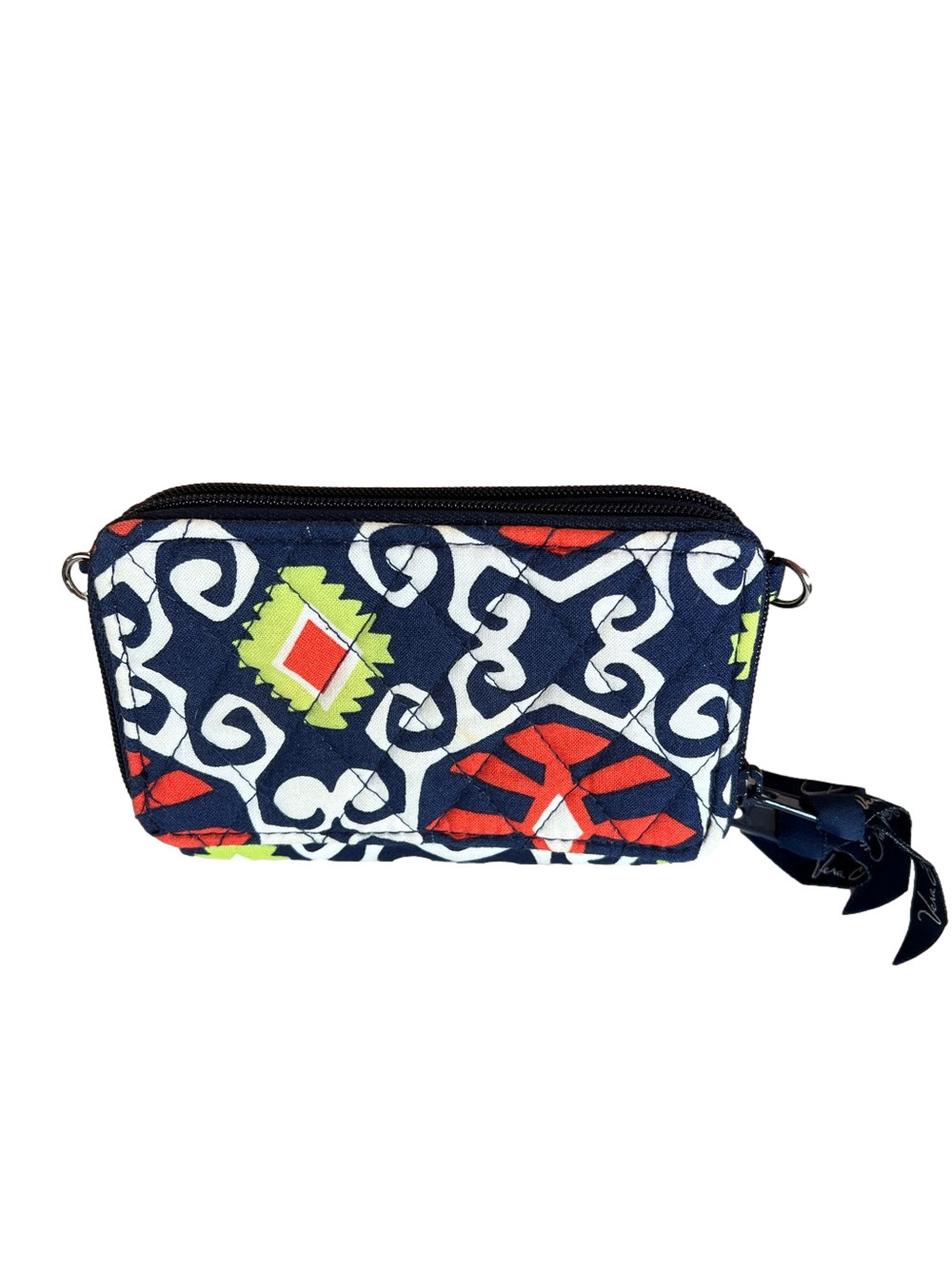 Vera Bradley Sun Valley Retired Navy Geometric Quilted Compact Wallet - Picture 5 of 9